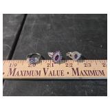 925 Sterling Silver Amethyst and Crystal Cluster Ring