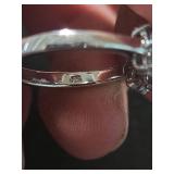 925 Sterling Silver Amethyst and Crystal Cluster Ring