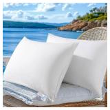 FACTORY SEALED - HALANS Canadian Down White Goose Pillow 1050 Fill Power 80% Down Balance of Softness and Firmness King Down Pillows 100% Cotton Pillow Shell (20X36", Set of 2)