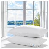 FACTORY SEALED - HALANS Canadian Down White Goose Pillow 1050 Fill Power 80% Down Balance of Softness and Firmness King Down Pillows 100% Cotton Pillow Shell (20X36", Set of 2)