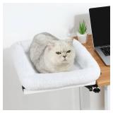 Cat Desk Bed-The Ideal Cat Bed for Desk 90Â° Foldable Space Saving Design for Cats to RestâCreates The Perfect Cozy Resting Place for Cats up to 44 Lbs(White)
