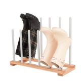 FACTORY SEALED - INNOKA 6 Pairs Birch Wood Boot Rack Free Standing Organizer, Easy to Assemble, Wooden & Aluminum Shoes Storage Holder for Tall Knee-High, Hiking, Riding, Rain in Closets & Entryways