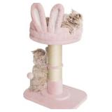 FACTORY SEALED - Soft and Warm pet Bed Practical Sisal Cat Gripper Post with Soft Rabbit Ear Bed, Artificial Pet Gripper Post, Suitable for Indoor Pets(Pink)