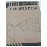 APPEARS NEW - Casaottima L Shaped Computer Desk, 40 Inch Small Corner Desk with Storage Shelves & PC Stand, Reversible Gaming Desk for Bedroom, Modern Writing Study Table for Home Office, Vintage