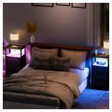 APPEARS NEW - LAKEMID Night Stand Set 2 with Charging Station, End Table Set of 2 with 20 Colors LED Light Strip, 3 Fabric Drawers, Bedside Table with USB Ports and Outlets for Bedroom (Light Ivory)  