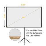 Projector Screen with Stand, Portable Projector Screen and Stand, 60 Inch 16:9, Outdoor Projection Screen, Aluminium Frame, Lightweight and Compact, Easy Setup, Idea for Home Cinema, Backyard Party.