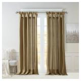APPEARS NEW - Madison Park Emilia Faux Silk Single Curtain with Privacy Lining, DIY Twist Tab Top, Room Darkening Window Drape for Living Room, Bedroom and Dorm, 84L x 50"W, Bronze