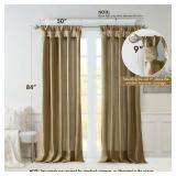 APPEARS NEW - Madison Park Emilia Faux Silk Single Curtain with Privacy Lining, DIY Twist Tab Top, Room Darkening Window Drape for Living Room, Bedroom and Dorm, 84L x 50"W, Bronze