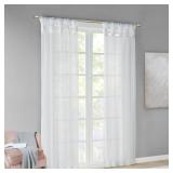 APPEARS NEW - Madison Park Ceres DIY Twisted Tab Sheer Curtain, Pair Panels, Lightweight Window Treatment, Voile Privacy, Light Filtering Drape for Bedroom and Apartment, 50 in x 63 in, White 2 Piece