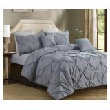 APPEARS NEW - Lorient Home 5 Piece Pintuck King Comforter Set, Chocolate
