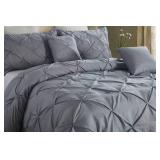 APPEARS NEW - Lorient Home 5 Piece Pintuck King Comforter Set, Chocolate