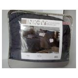 APPEARS NEW - Masie King/California King 3pc Elastic Embroidered Comforter Set Navy: Ink+Ivy, Hypoallergenic, 200 Thread Count, Cotton