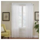 APPEARS NEW - Bianca Semi-Sheer Window Curtain with Tassels 2 pack