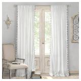 APPEARS NEW - Bianca Semi-Sheer Window Curtain with Tassels 2 pack