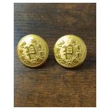 RC50 vintage police buttons brass set of two