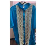 Authentic Mexican Guayabera Shirt with Decorative Mesh Panels size L