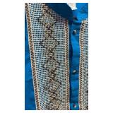 Authentic Mexican Guayabera Shirt with Decorative Mesh Panels size L