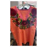 Mexican Embroidered Floral Blouse size L