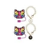 Silicone Straw Cover for Stanley Cup, 10mm Initial Letter Straw Cover, Beautiful Butterfly Style, 2Pcs Initial Letter Charm Personalized, Compatible with Stanley 40&30 Oz Tumbler Cup Lid Access (A)