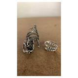 Alloy metal ring set of 2 Dragon Full Finger Ring and claw ring