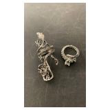 Alloy metal Dragon rings set of 2 adjustable size