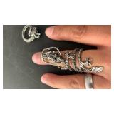 Alloy metal Dragon rings set of 2 adjustable size