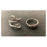 Alloy metal octopus rings set of 2 adjustable size