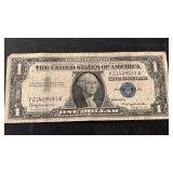 Silver Certificate One Dollar Bill series 1957 B blue seal serial number V21429183A