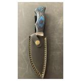 Handcrafted Damascus Steel Knife with sheath approx 9.5 inches