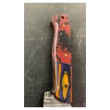 Handcrafted Damascus Steel Hunting Knife full tang with leather sheath approx 8.5 inches
