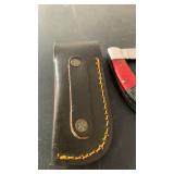 Handcrafted D2 folding Knife with Leather Sheath approx 6 inches when open