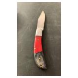 Handcrafted D2 folding Knife with Leather Sheath approx 6 inches when open