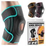 DR. BRACE ELITE Knee Brace with Side Stabilizers & Patella Gel Pads for Maximum Knee Pain Support and fast recovery for men and women-Please Check How To Size Video (Earth, Small) DP60