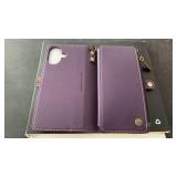 Defencase Compatible with iPhone 16 Case Wallet with RFID Blocking Card Holder for Women and Men, Fashion PU Leather Magnetic Snap Flip Zipper Strap Wallet Phone Case for iPhone 16 6.1\", Purple DP60