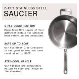 Retails for $200! Made In 5 Qt Stainless Clad Saucier