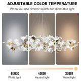 Retails for $896! 59 Inch White Rectangle Chandelier Gold Ceramic Ginkgo Leaf Chandeliers Brass Large Chandelier Modern Hanging Lights Fixture for Living Room Dining Room Kitchen Island,10-Light