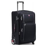 Retails for $180! Laduga Softside Expandable Luggage with Large Steel Wheels Checked-Luggage Suicase (Black, 29-Inch)