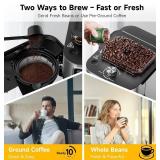 Retails for $200! Drip Coffee Maker with Built-in Grinder, 10-Cup Coffee Machine with 24-Hour Delay Timer, Touch Screen, Self-Cleaning, Reusable Filter, 1.5L Removable Water Tank, Warming Plate, Silve