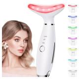 Dopsikn 7 Color Galvanic Machines - Red Light Therapy for Face and Neck, Face Massager Tool for Wrinkles, Double Chin, Vibrating Facial Massager with Thermals - Retail: $24