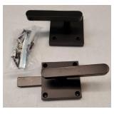 Bdmetals Gate Latch Heavy Duty for Wooden Fence, Left Inswing Aluminum Double Side Swinging Door Latch Gate Hardware (Black Finish) - Retail: $30