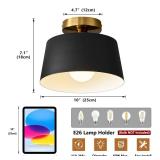 Bwxcie Modern Semi Flush Mount Ceiling Light 2 Pack, Metal Ceiling Light Fixture,E26 Ceramic Lamp Head, Black and Gold Ceiling Lamp for Hallway Kitchen Entryway Bedroom Laundry Room (10Inch) - Retail: