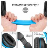 ZIHNIC Bluetooth Headphones Over-Ear, Foldable Wireless and Wired Stereo Headset Micro SD/TF, FM for Cell Phone, PC,Soft Earmuffs &Light Weight for Prolonged Wearing (Black/Blue) - Retail: $17