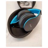 ZIHNIC Bluetooth Headphones Over-Ear, Foldable Wireless and Wired Stereo Headset Micro SD/TF, FM for Cell Phone, PC,Soft Earmuffs &Light Weight for Prolonged Wearing (Black/Blue) - Retail: $17