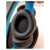 ZIHNIC Bluetooth Headphones Over-Ear, Foldable Wireless and Wired Stereo Headset Micro SD/TF, FM for Cell Phone, PC,Soft Earmuffs &Light Weight for Prolonged Wearing (Black/Blue) - Retail: $17