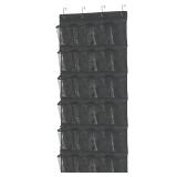 Simple Houseware 24 Pockets Large Clear Pockets Over The Door Hanging Shoe Organizer, Dark Gray (56 x 22.5") - Retail: $14"