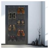 Simple Houseware 24 Pockets Large Clear Pockets Over The Door Hanging Shoe Organizer, Dark Gray (56 x 22.5") - Retail: $14"