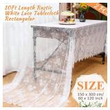 2 Pcs Lace Tablecloth Rectangular 60 x 120 Inch Wedding Rustic Tablecloth Overlay Rose Vintage Embroidered Wedding Reception Party Table Cover Decorations for Bridal Tea Party - Retail: $14