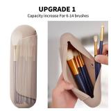 AGIKET Silicone Makeup Brush Holder Travel Cosmetic Bag Soft Portable Cosmetic Face Brushes Holder with Upgrade Anti-Fall Out Magnetic Closure, Large Travel Makeup Brush Case - Walnut
