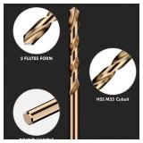 MACXCOIP Cobalt Drill Bit Set, 13Pcs M35 High Speed Steel Jobber Length Drill Bit Kit for Hardened Metal, Stainless Steel, Cast Iron, Wood and Plastic, with Index Storage Case, 1/16-1/4""