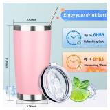 ATIKZHE 20oz Tumbler with Straw and Brush, Stainless Steel Vacuum Insulated tumbler, Double Wall Insulated Coffee Tumbler for Outdoor, Home, Travel, Office (Light Pink,1pcs) - Retail: $9